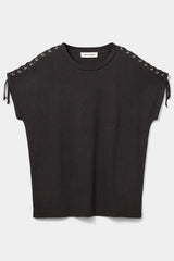 Lace Up T-shirt in Black