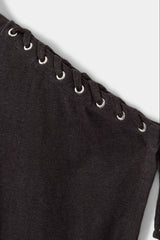 Lace Up T-shirt in Black