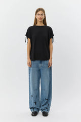 Lace Up T-shirt in Black