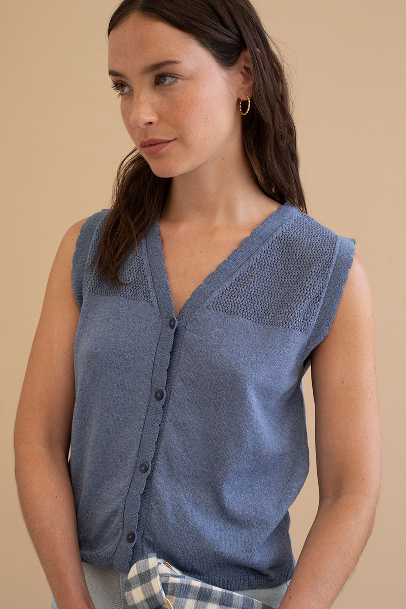 Knitted Vest in Blue