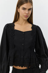Aria Puff Sleeve Shirt in Black