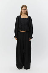 Aria Puff Sleeve Shirt in Black