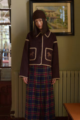 Horse Embroidered, Short Coat in Charcoal