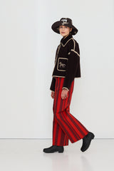 Horse Embroidered, Short Coat in Charcoal