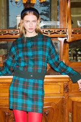 Jacquard Check Cardigan in Ink blue