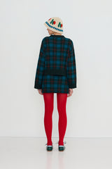 Jacquard Check Cardigan in Ink blue