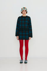 Jacquard Check Skirt in Ink blue