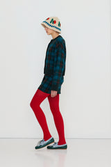 Jacquard Check Skirt in Ink blue