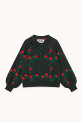 Roses Polo Sweater in Ink Blue