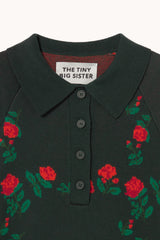 Roses Polo Sweater in Ink Blue
