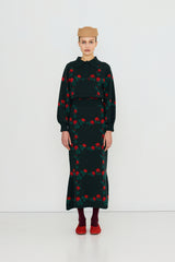 Roses Skirt in Ink Blue