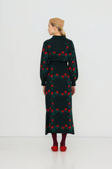 Roses Skirt in Ink Blue