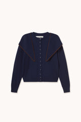 Scarf Neck Lara Cardigan in Navy