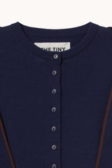 Scarf Neck Lara Cardigan in Navy
