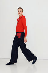Scarf Neck Lara Cardigan in Red