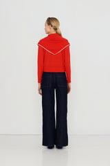 Scarf Neck Lara Cardigan in Red