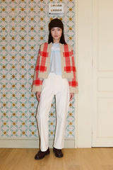 Check Cardigan in Vanilla