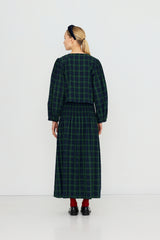 Green Check Smock Skirt in Navy