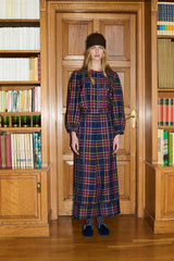 Check Wide Pants in Navy