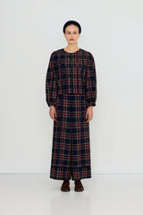 Check Wide Pants in Navy