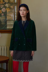 Velvet Blazer in Bottle Green