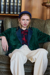 Velvet Blazer in Bottle Green