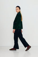 Velvet Blazer in Bottle Green