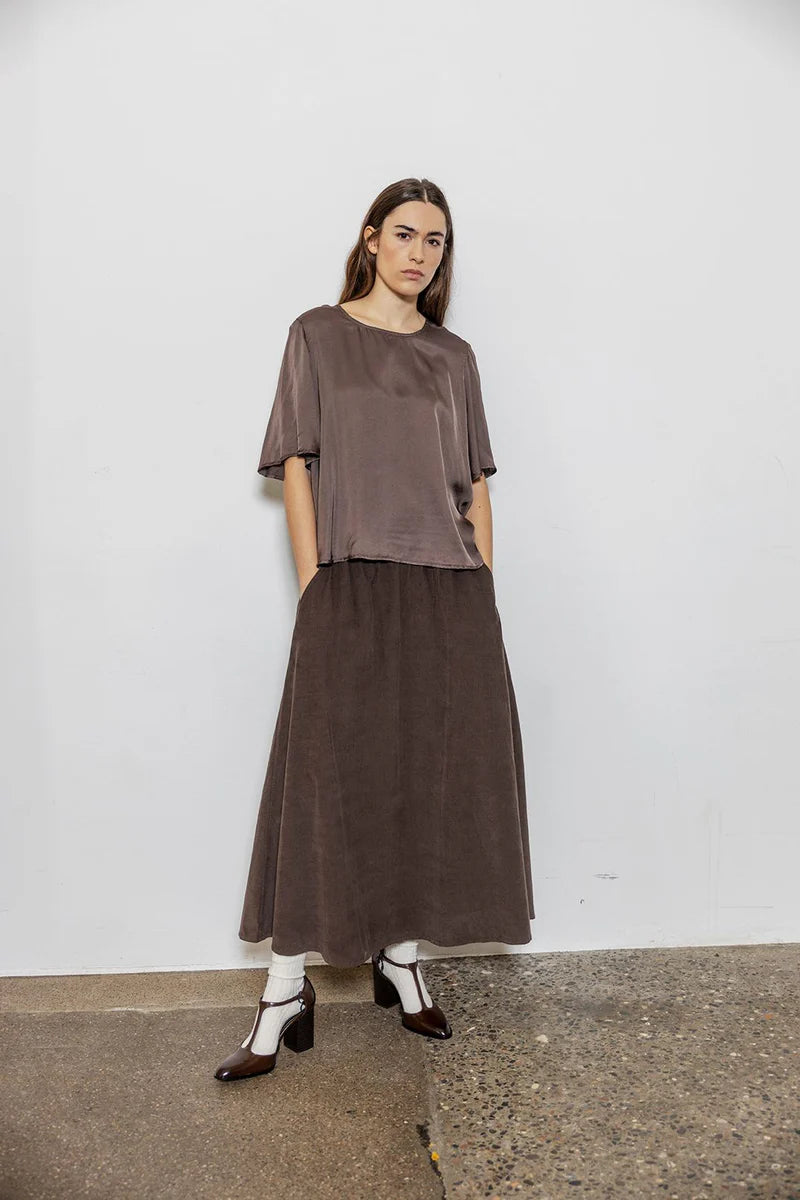 Hailey Corduroy Skirt in Coffee