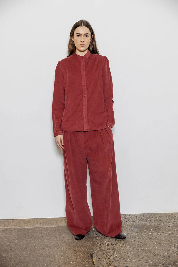 Skye Cord Shirt in Burgundy