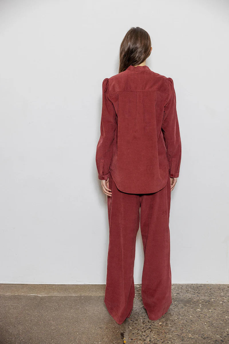 Skye Cord Shirt in Burgundy