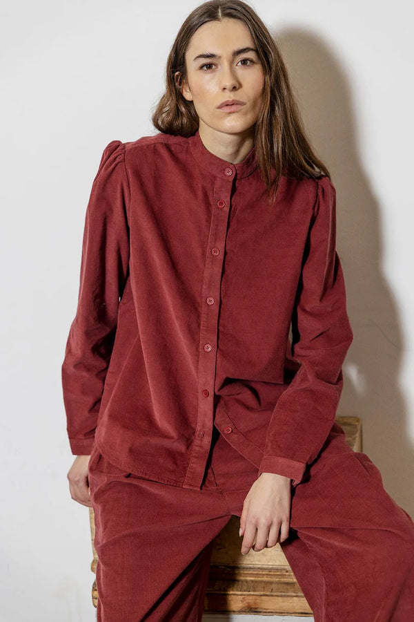 Skye Cord Shirt in Burgundy