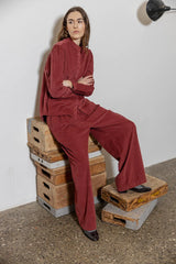 Skye Cord Shirt in Burgundy