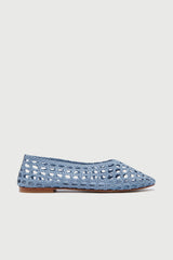 Ava Ballet Flats in Blue Woven Leather