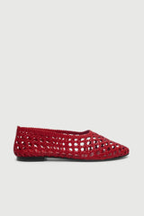 Ava Ballet Flats in Red Woven Leather