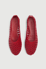 Ava Ballet Flats in Red Woven Leather