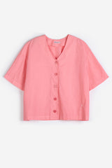 Paper Touch Cropped Blouse in Pink
