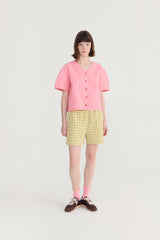 Paper Touch Cropped Blouse in Pink