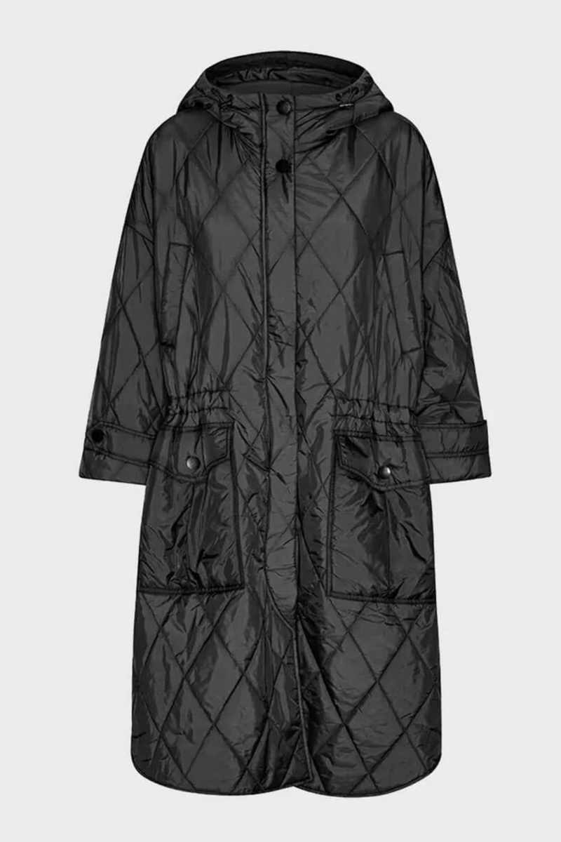 Quilted Hooded Longline Coat (Two Colour-Ways)