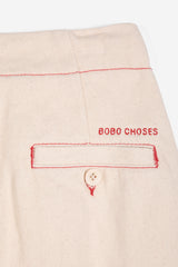 Ecru Twill Pleated Barrel Pants