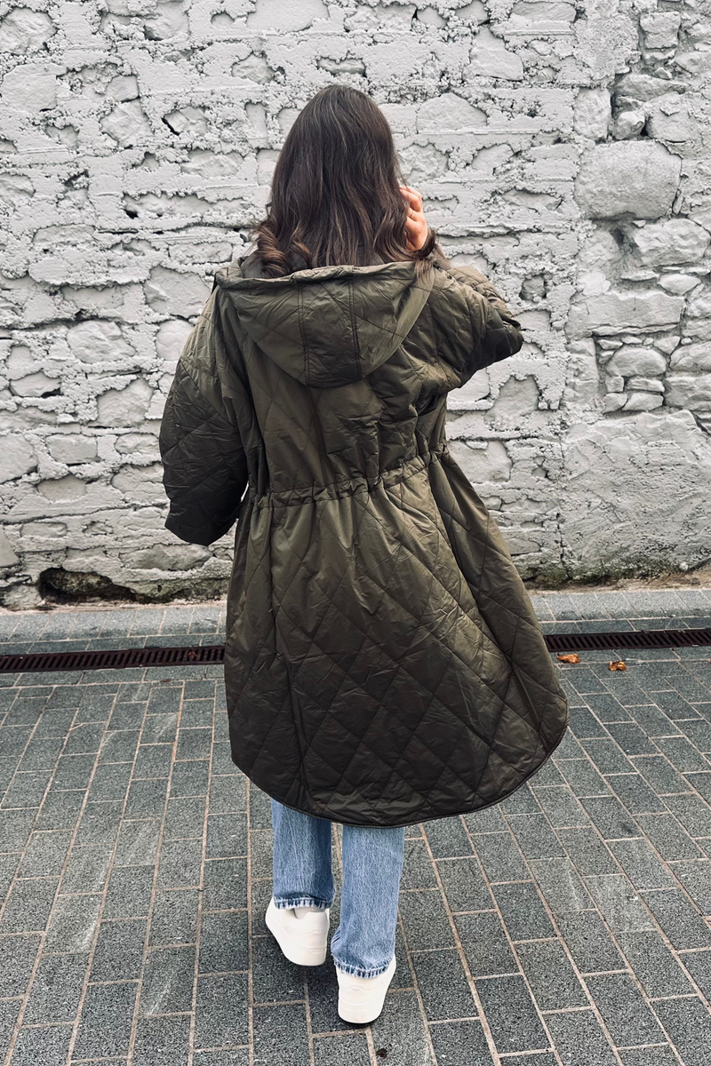 Quilted Hooded Longline Coat (Two Colour-Ways)