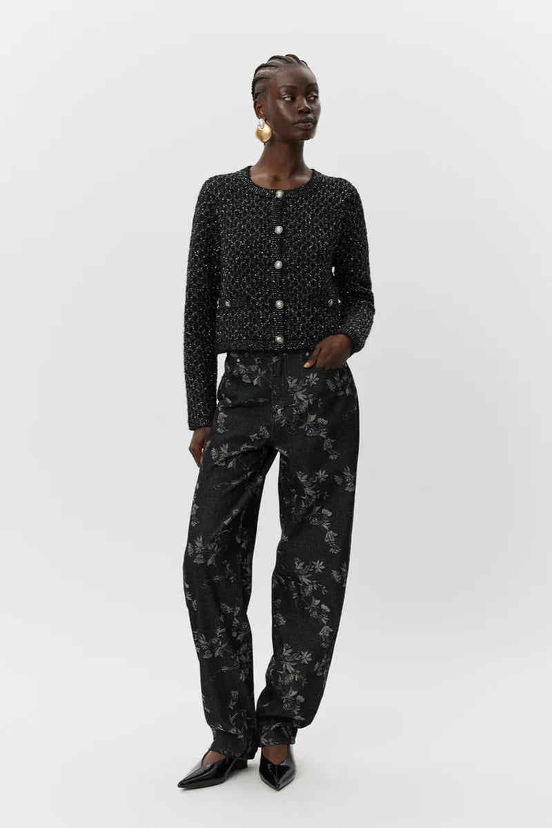 Carnet Cardigan in Black Glitter