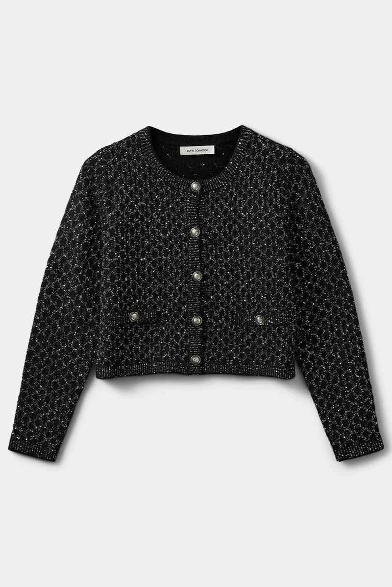 Carnet Cardigan in Black Glitter