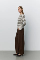 Cece Long Sleeve T-Shirt in Brown Stripe