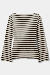 Cece Long Sleeve T-Shirt in Brown Stripe