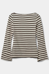 Cece Long Sleeve T-Shirt in Brown Stripe