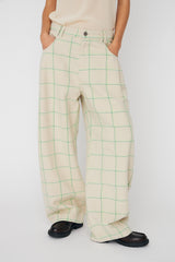 Checked Baggy Low Waist Pants