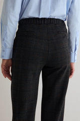 Camilla Plaid Trousers in Charcoal Grey