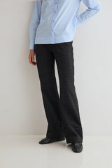 Camilla Plaid Trousers in Charcoal Grey