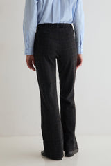 Camilla Plaid Trousers in Charcoal Grey