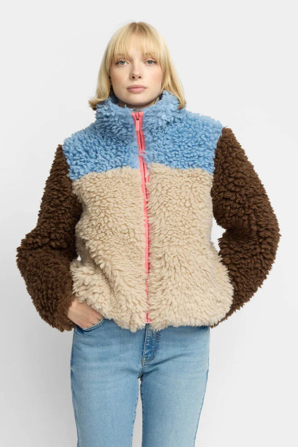 Chunky Block Teddy Fleece in Blue